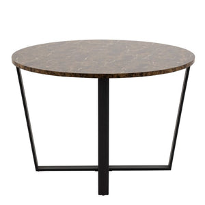 Amble Brown Marble Top Round Dining Table