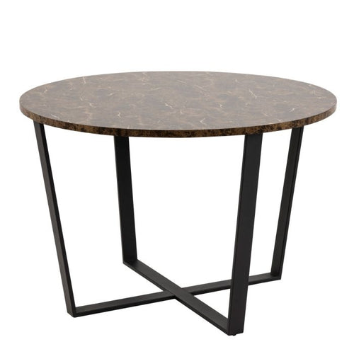 Amble Brown Marble Top Round Dining Table