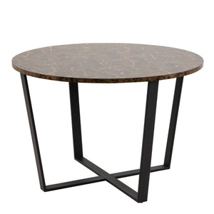 Amble Brown Marble Top Round Dining Table