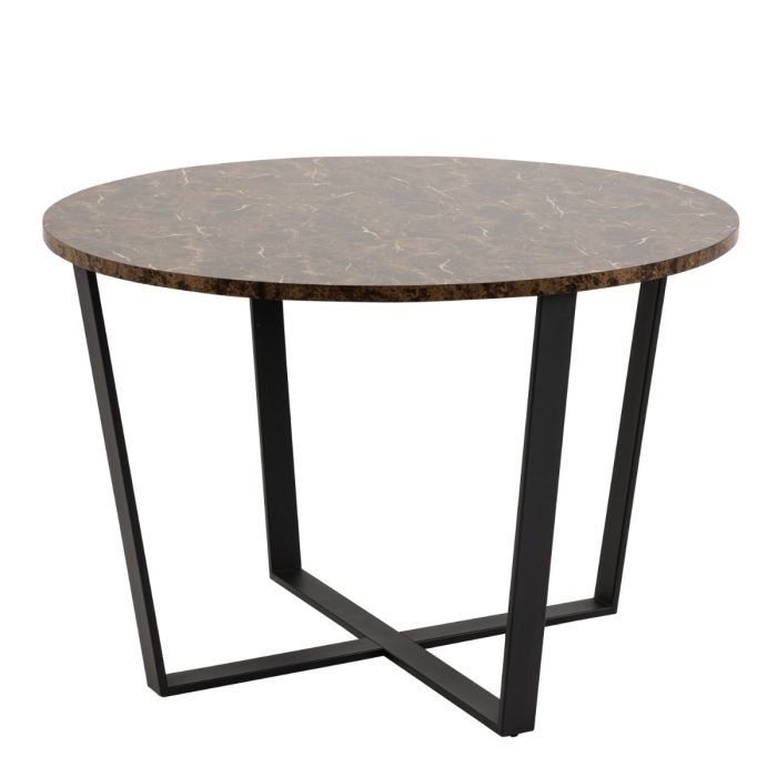 Amble Brown Marble Top Round Dining Table