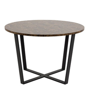 Amble Brown Marble Top Round Dining Table