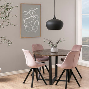 Amble Brown Marble Top Round Dining Table