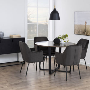 Amble Brown Marble Top Round Dining Table