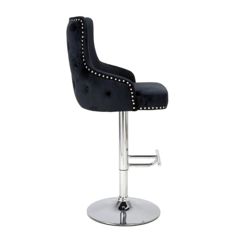 Cairo Brushed Velvet Black Bar Stool - The Home Collections