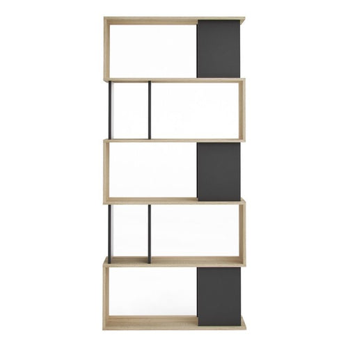 Maze Open Bookcase 4 Shelves in Oak and Black - The Home Collections