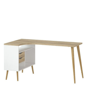 Home Office Oslo Desk 2 Drawer in White and Oak - The Home Collections