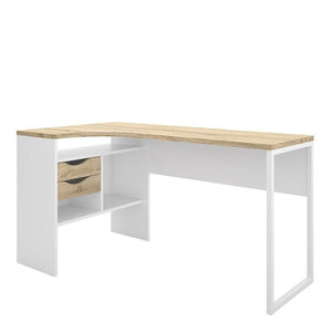 Home Office Function Plus Corner  Desk- White and Oak - The Home Collections