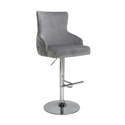 Cairo Brushed Velvet Grey Bar Stool - The Home Collections