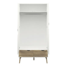 Load image into Gallery viewer, Oslo Wardrobe 2 Doors 2 Drawers in White and Oak - The Home Collections