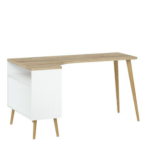 Home Office Oslo Desk 2 Drawer in White and Oak - The Home Collections