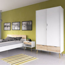 Load image into Gallery viewer, Oslo Wardrobe 2 Doors 2 Drawers in White and Oak - The Home Collections