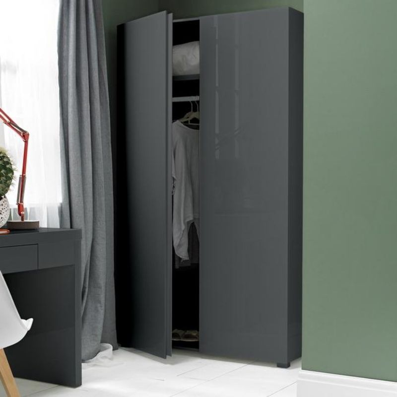 Puro 2 Door Wardrobe Charcoal - The Home Collections