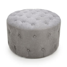 Load image into Gallery viewer, Verona Small Round Light Grey Pouffe - Blue - The Home Collections