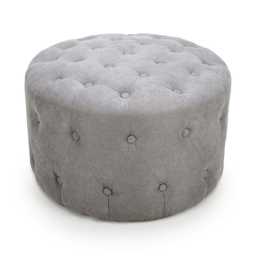 Verona Small Round Light Grey Pouffe - Blue - The Home Collections