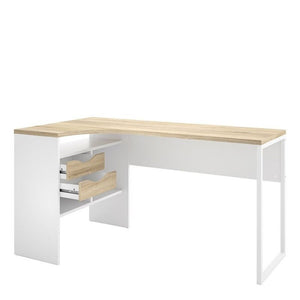 Home Office Function Plus Corner  Desk- White and Oak - The Home Collections