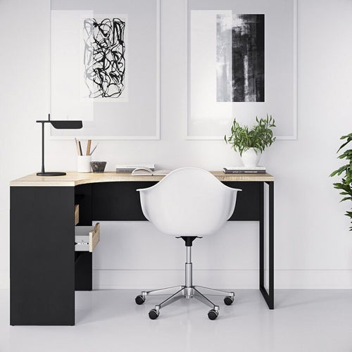 Function Plus Home Office Corner Desk - Matt and Oak. - The Home Collections