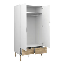 Load image into Gallery viewer, Oslo Wardrobe 2 Doors 2 Drawers in White and Oak - The Home Collections