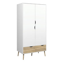 Load image into Gallery viewer, Oslo Wardrobe 2 Doors 2 Drawers in White and Oak - The Home Collections