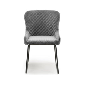 Galway Brushed Velvet Grey Dining Chair(Pair)