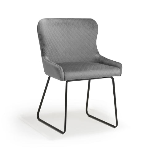 Galway Brushed Velvet Grey Dining Chair(Pair)