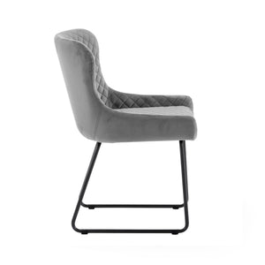 Galway Brushed Velvet Grey Dining Chair(Pair)