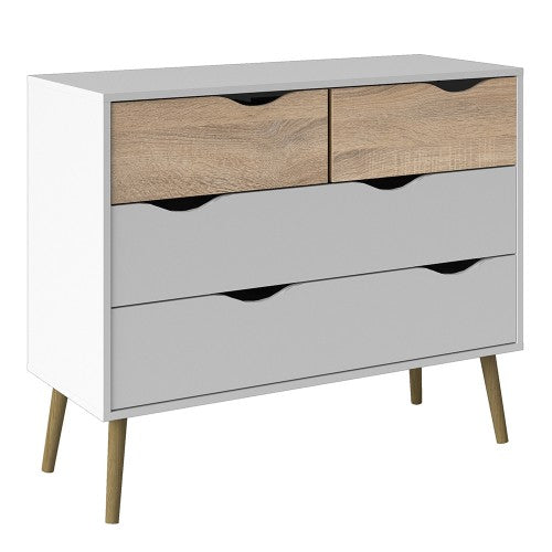 Oslo Chest of 4 Drawers White and Oak