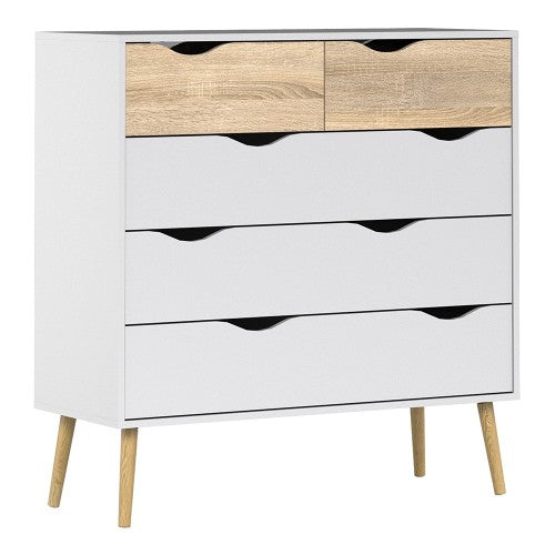 Oslo White Oak 5 Drawer Chest