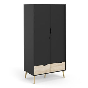 Oslo Black 2 Door Wardrobe