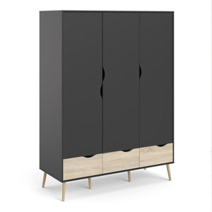 Oslo Black 3 Door Wardrobe