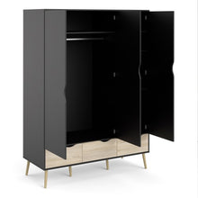 Load image into Gallery viewer, Oslo Black 3 Door Wardrobe