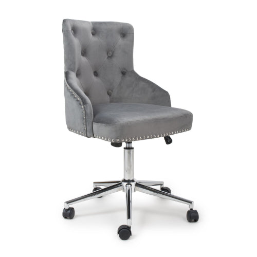Rocco Brushed Velvet Grey Office Chair