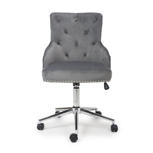 Rocco Brushed Velvet Grey Office Chair