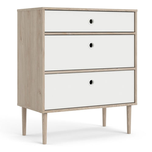 Rome Oak and White 3 Drawer Chest