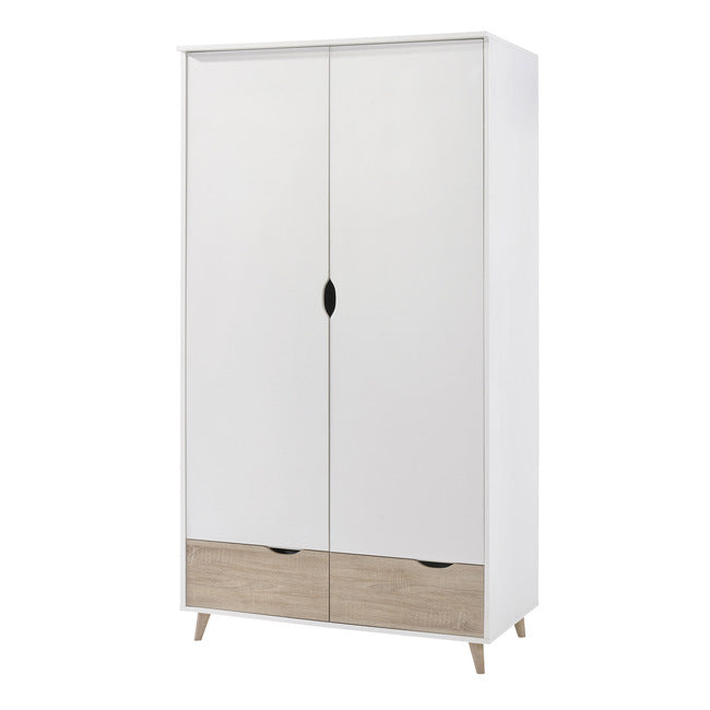 Stockholm White Oak 2 Door Wardrobe