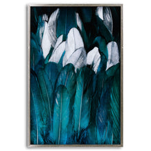 Load image into Gallery viewer, Teal And Silver Feather Glass Image In Silver Frame