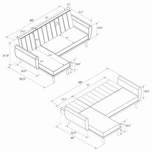 Brittany Grey Sectional Sofa Bed