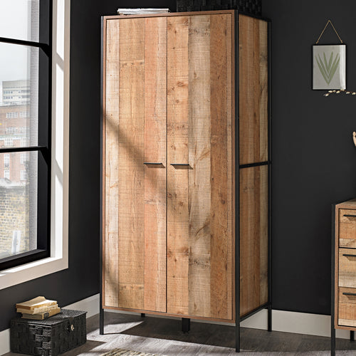 Hoxton 2 Door Wardrobe Distressed Oak Effect - The Home Collections