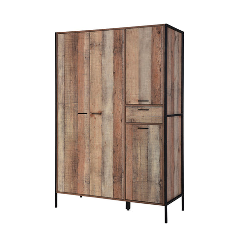 Hoxton 4 Door Wardrobe Distressed Oak Effect - The Home Collections