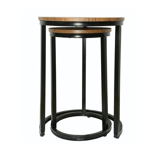 Java Nest Tables Black Frame-Distressed Tops - The Home Collections