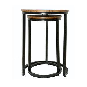 Java Nest Tables Black Frame-Distressed Tops - The Home Collections