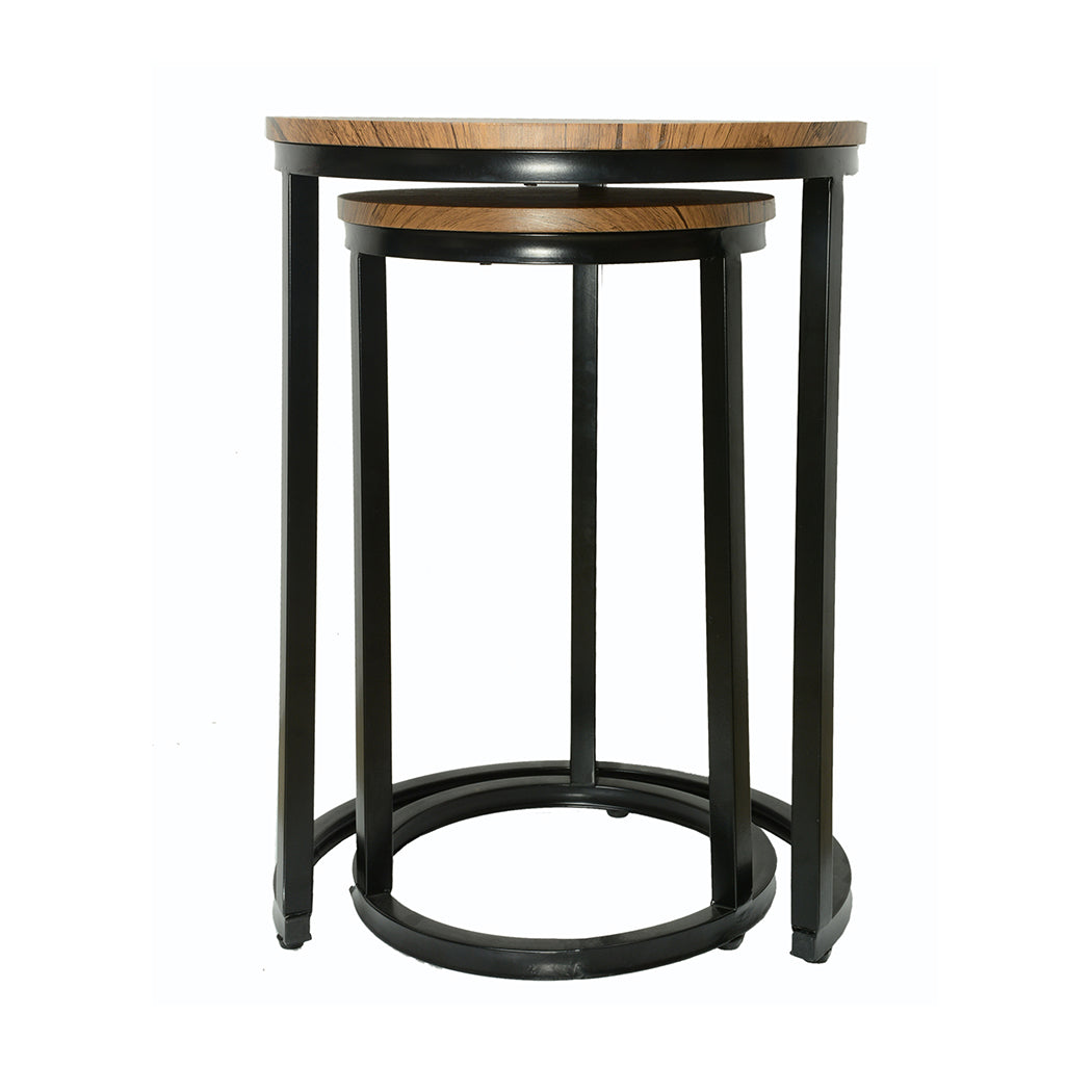 Java Nest Tables Black Frame-Distressed Tops - The Home Collections