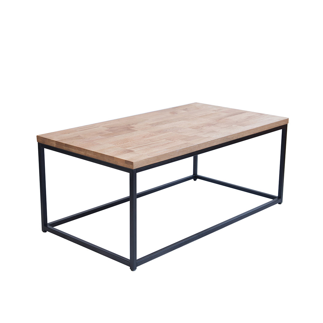 Mirelle Coffee Table Solid Oak Black Metal Frame - The Home Collections