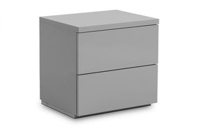 Monaco 2 Drawer Bedside - Grey High Gloss